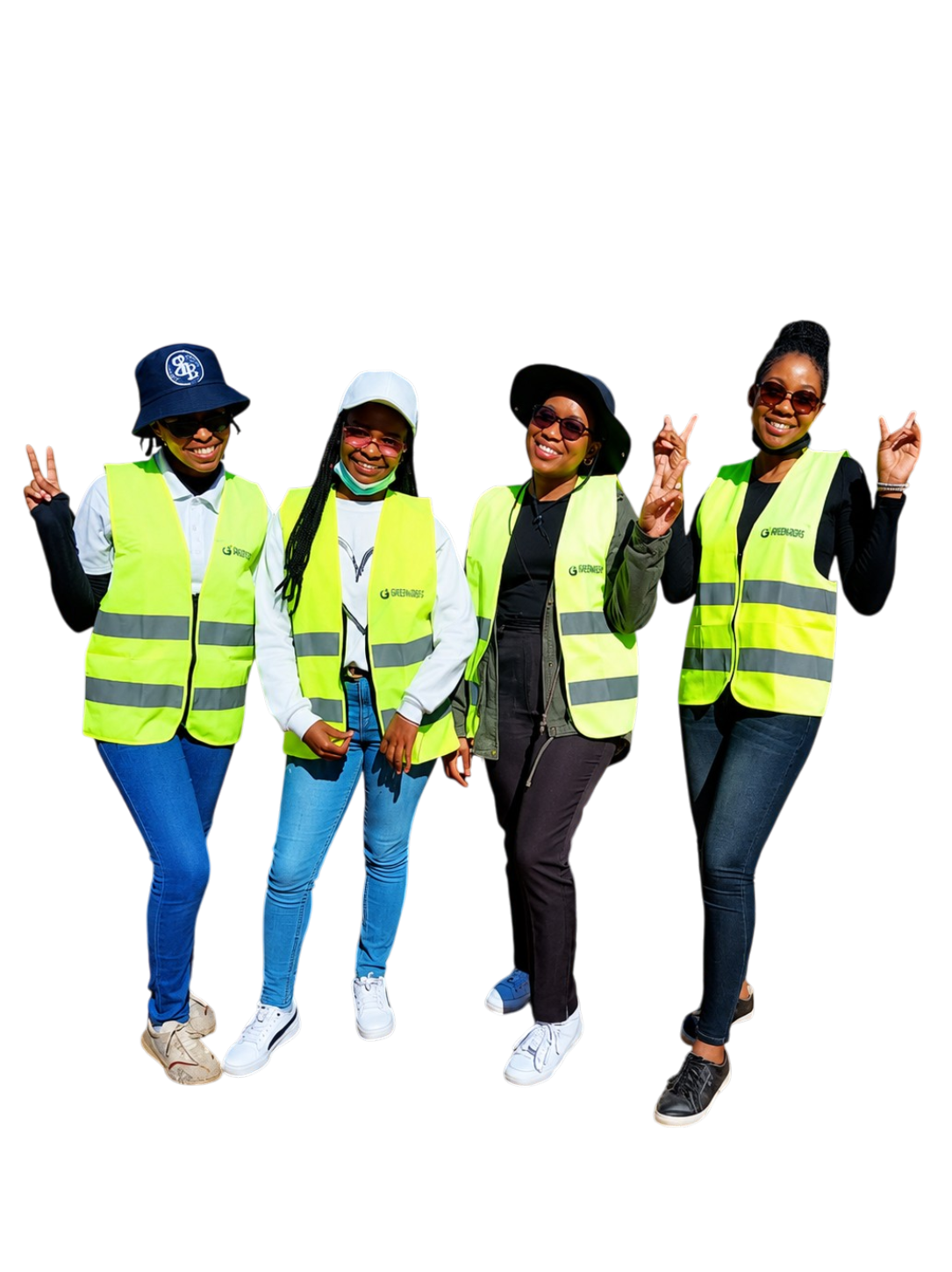 Young GYP Botswana volunteers in Greenagers hi-vis vests